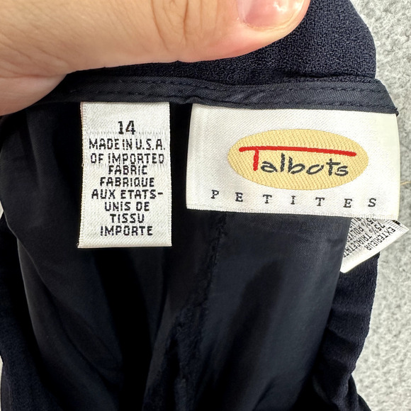 Talbots Pants Womens 14P Blue Pleated Tapered Leg Vintage Nautical Preppy Career - Picture 6 of 7
